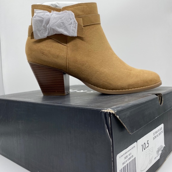 Torrid Beige Faux Suede Side Bow Ankle Bootie - Picture 15 of 16